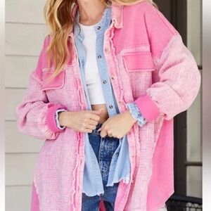 NWT Women's Pink Jacket Shacket Size M/L